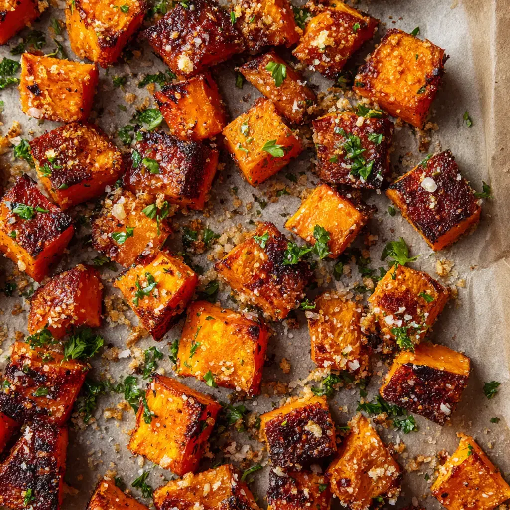 Garlic Parmesan Roasted Sweet Potatoes